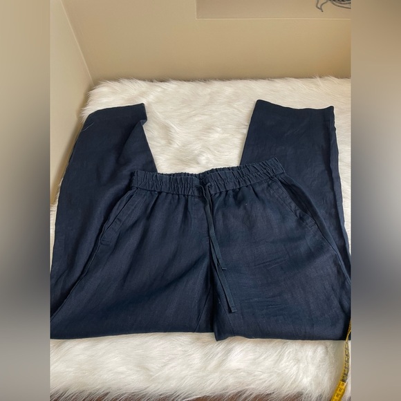 Talbots all linen wide leg Navy Pants - Picture 6 of 11